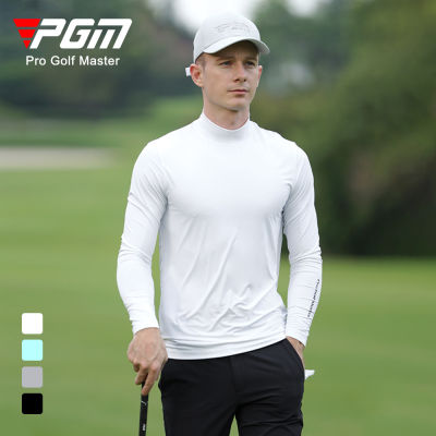 PGM เสื้อครีมกันแดดของกอล์ฟผู้ชาย,เสื้อน้ำแข็งแขนเสื้อยาวผ้าไหมป้องกันรังสียูวีระบายอากาศเท่ๆ YF488เสื้อผ้าฝึกซ้อมกีฬายืดหยุ่นสูง
