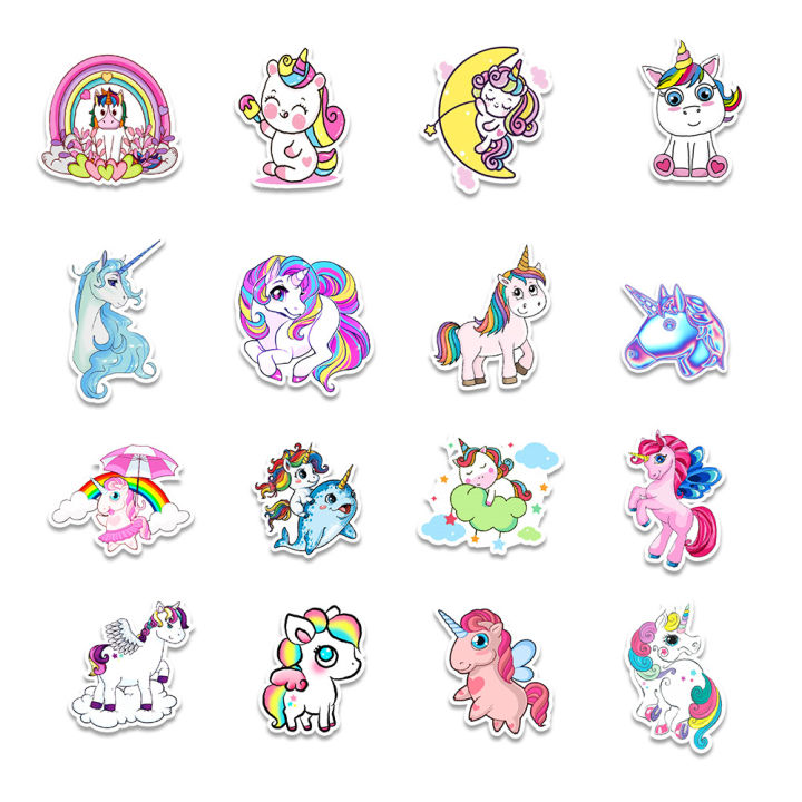 muya-100pcs-unicorn-stickers-cute-rainbow-stickers-waterproof-vinyl-stickers-for-laptop