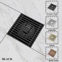 Black Golden Bathroom Square Shower Drain Brass Floor Drainer Trap Waste Grate Cover Hair Strainer Floor Water Drainage 4 Inch Traps  Drains