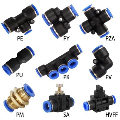 Pneumatic Fitting Tube Connector Fittings Air Quick Water Pipe Push In Hose Quick Couping 4mm 6mm 8mm 10mm 12mm PU PY PE PZA PV Pipe Fittings Accessor