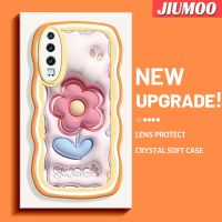 เคส JIUMOO สำหรับ Huawei P30 P30 Pro P30 Lite แฟชั่นลายดอกไม้สีครีมคลื่นเคสโทรศัพท์โปร่งใสกล้องกันกระแทกเคสใสนุ่มป้องกันซิลิโคนง่าย