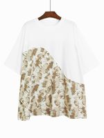 XITAO T-Shirt Casual Print Patchwork Women Loose T-Shirt Top