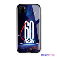 UCUC เคสโทรศัพท์เคสสำหรับ Huawei Y5P 2020 huwawei Y5P แก้วโทรศัพท์มือถือกรณีแฟชั่นอเมริกาพื้นที่โลโก้ป๊อปยอดนิยมผู้ชายยี่ห้อสำหรับเด็กโทรศัพท์กรณีเคลือบเงากระจกปกหลังปลอก