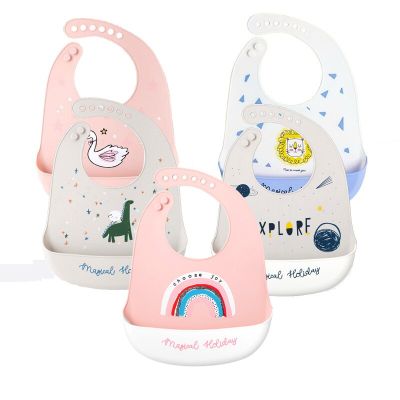 Baby Bibs Waterproof Silicone Feeding Adjustable Animal Pattern Baby Saliva Towel Aprons Baby Bibs Burp Cloths Bandana Dropship