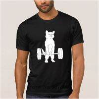 powerlifting cat deadlift Classic Summer Style Round Neck 100% cotton short sleeve men t shirt black Valentines Day gift