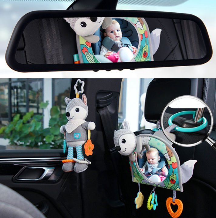 กระจกมองหลังสำหรับเด็กแบบปรับได้ลายสัตว์น่ารักรถกระจกนิรภัยสำหรับเด็ก-auto-back-seat-view-mirror-for-kids-children
