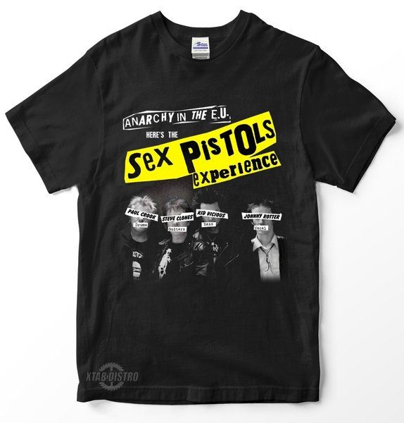 เสื้อยืดผู้ชาย-sex-pistols-anarchy-in-eu-tshirt-เซ็กซ์ปืนพก-วงพังก์ร็อกสีดำเสื้อยืด