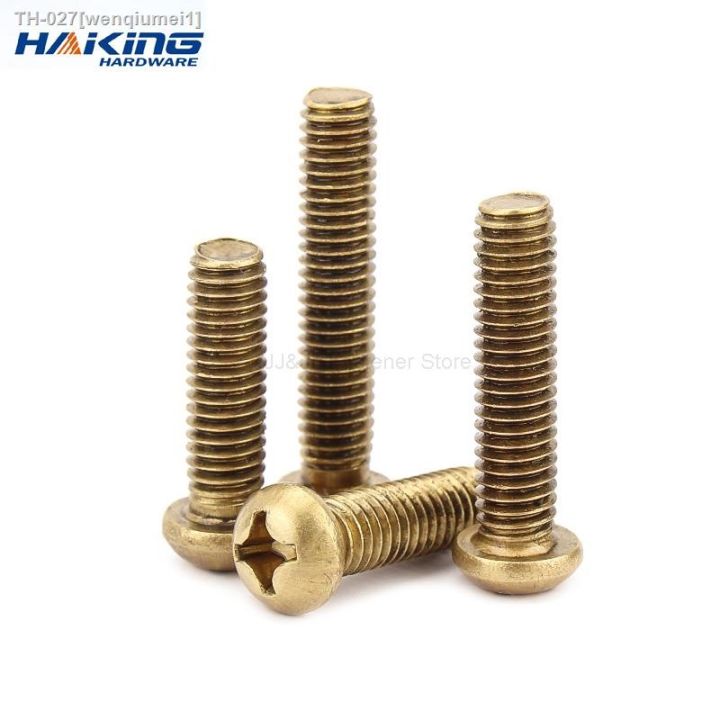 5-50pcs-m2-m2-5-m3-m4-m5-m6-gb818-pure-copper-brass-cross-round-phillips-pan-head-screw-bolt-length-6-50mm