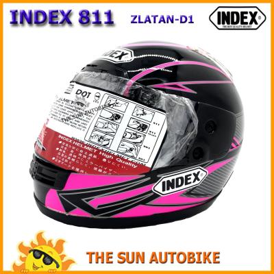 หมวกกันน็อค INDEX 811 ใหม่ 2019 ลาย D1 SLATAN เคฟล่าสีชมพู (size L: 57-59 cm.) จำนวน 1 ใบ **ของแท้**