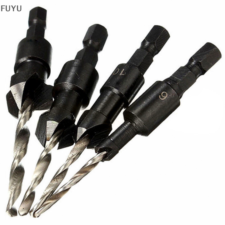 fuyu-4pcs-5ขลุ่ย-hss-countersink-เจาะบิตชุดงานไม้ช่างไม้เครื่องมือ6-12