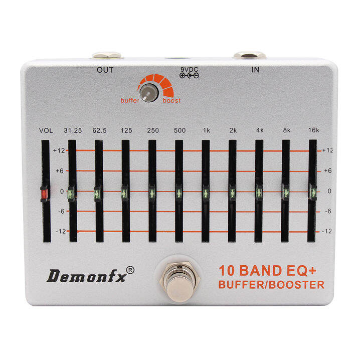 New Demonfx 10 Band EQ+ Buffer Boost Guitar Bass Effect Pedal Equalizer