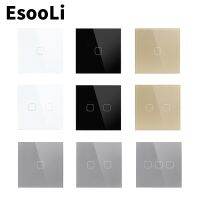 hot！【DT】 EsooLi Wall Sensor SwitchEU/UK  SwitchCrystal Glass Power1/2/3 Gang 1 WayAC220Light