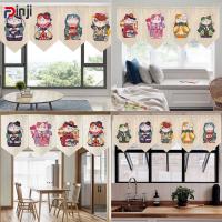 Japanese Curtain Cartoon Lucky Cat Door Curtain No Punching Door Curtains Dinning Room Restaurant Decor