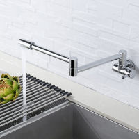 Brushed Golden Single Lever Rotate Folded Wall Mounted Sink Bathroom Kitchen Faucet 360 Rotation Faucet Only Cold Water