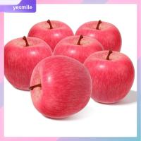 YESMILE 3PCS สีเขียวอ่อน แอปเปิ้ลเทียม เหมือนจริงเหมือนจริง เหมือนจริงจริง ผลไม้เทียมเทียม ตกแต่งด้วยการตกแต่ง สีแดงอร่อย ผลไม้ faux บ้านครัวปาร์ตี้คริสต์มาส