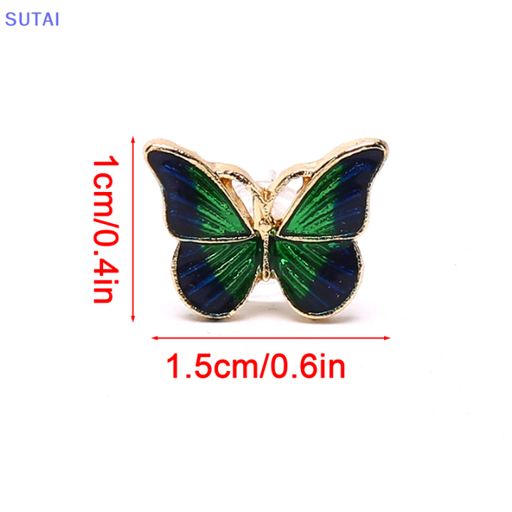 lowest-price-sutai-ต่างหูแฟชั่นวินเทจเคลือบสีเขียวผีเสื้อต่างหูอินเทรนด์เครื่องประดับผู้หญิง