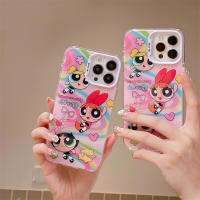 3D แฟชั่นการ์ตูนน่ารักลายสาวน้อยสามคนสำหรับ IPhone14 13 12 11 Pro Max เคสโทรศัพท์เป็นคู่