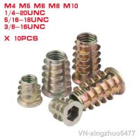 ▼ↂ✾ 10pcs Zinc Alloy Thread For Wood Insert Nut Flanged Hex Drive Head Furniture Nuts M4 M5 M6 M8 1/4-20UNC 5/16-18UNC 3/8-16UNC