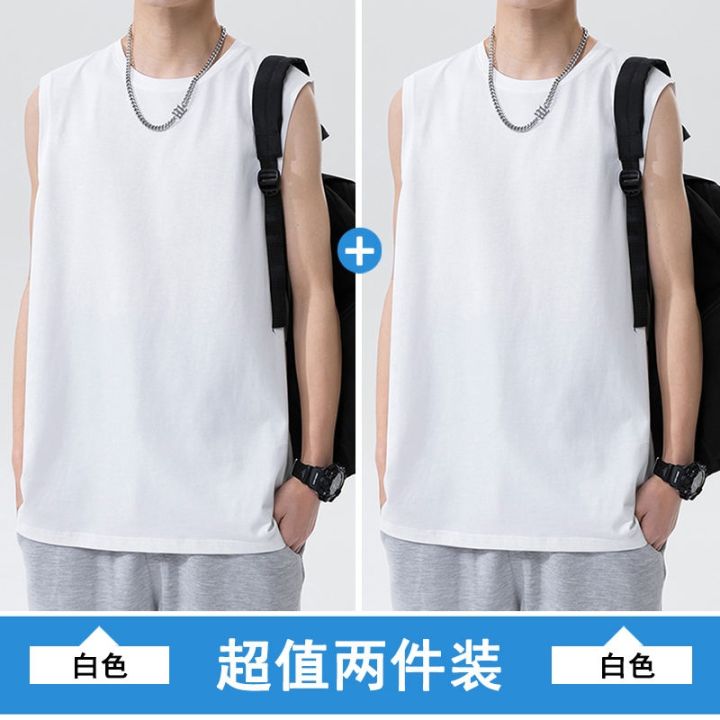 american-style-vest-mens-summer-cotton-fitness-sports-waistcoat-clothes-bottoming-loose-all-match-wide-shoulders-sleeveless-t-shirt