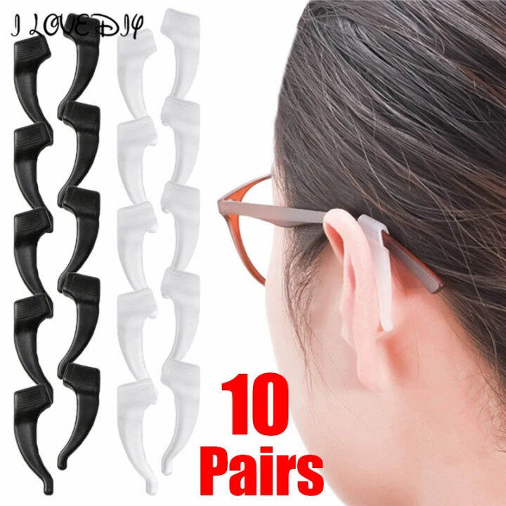 10Pairs Silicone Antislip Ear Hook Glasses Elastic Grip Temple Tip