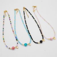 hotx【DT】 Stone Choker Beads Necklace LOVE Pendant Agates Fluorite Clavicle Chain Jewelry