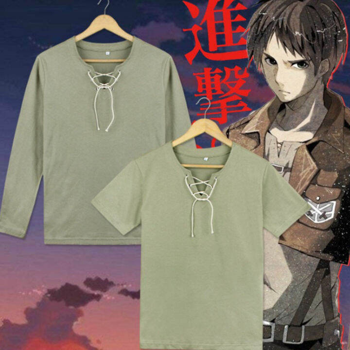 Attack on Titan Eren Jaeger Eren Yeager เสื้อยืดผู้ชายแขนยาว Lazada.co.th