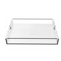 Rectangle Clear Acrylic Serving Trays with Handle for BeverageFruitCakeToys YAT-001-1