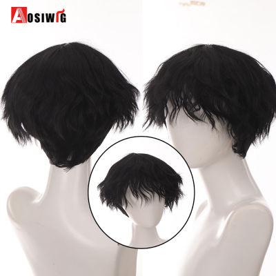 Hot AOSIWIG Men S Party Cosplay Short Curly Naturaly Synthetic Wig Heat-Resistant Boy Breathable Wig