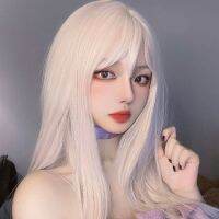 pengwei ผมปลอม Harajuku Lolita Wigs และผู้ชายและผู้หญิงเต็มหัว, insin ens ในความยาวผมตรงผม bangs white soft hair hair hair hair