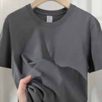 Clearance discount Dark gray heavyweight cotton round neck T-shirt for men 【SSY】