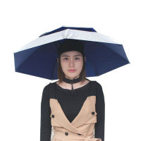 2 Pieces Fishing Umbrella Hat Hiking Beach Camping Headwear Cap Foldable Sunscreen Shade Head Umbrella