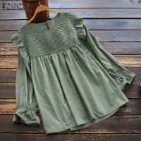 COD dhdfxcz ZANZEA Women Long Sleeve Vintage Ruffle Embroidery Loose Blouse