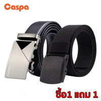 [ซื้อ1แถม1] Caspa เข็มขัดผู้ชาย LogoCaspa เข็มขัดหนัง ยาว45นิ้ว หัวเข็มขัดอะลูมิเนียม ดำ คลาสสิก เข็มขัดราคาถูก