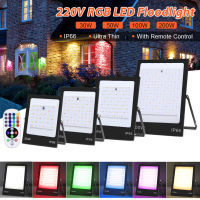 IP66 Waterproof RGB Flood Light Led 220V 30W 50W 100W 200W Remote Control Outdoor Lighting For Garden Street Park Wall Lamp