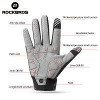 ROCKBROS ถุงมือขี่จักรยานกันกระแทกสวมทน SBR ผู้ชายผู้หญิงเต็มนิ้วถุงมือ Windproof ระบายอากาศยืดอบอุ่น MTB ถุงมือ