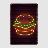 Jimin Hamburger Neon Led Sign ป้ายโลหะ-เหมาะสำหรับตกแต่งโรงรถผับโรงภาพยนตร์และตกแต่งผนังห้องบาร์-สร้างบรรยากาศที่เป็นเอกลักษณ์และสนุกสนานในบ้านของคุณ