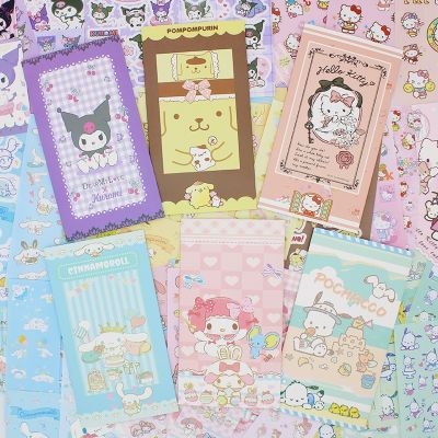 ℗◑ Sanrio Stickers Kuromi Cinnamoroll Anime Cartoon Girl Heart Stickers Hand Account Diary Notebook Mobile Phone Stickers Kids Toys