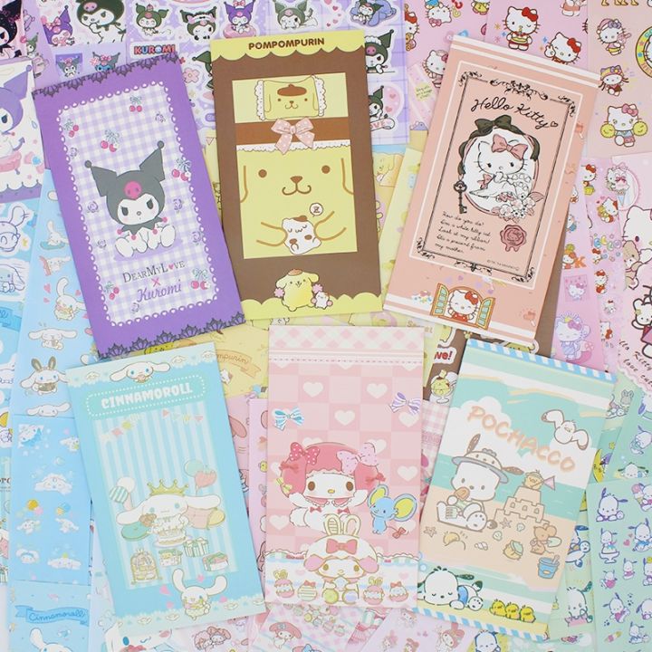 sanrio-stickers-kuromi-cinnamoroll-anime-cartoon-girl-heart-stickers-hand-account-diary-notebook-mobile-phone-stickers-kids-toys