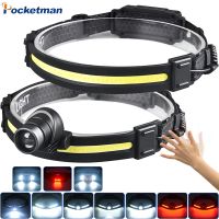 High Lumens Sensor Led Headlamp 7Modes XPE COB Headlight Head Torch Flashlight Built in Battery Head Lamp For Fishing Hunting