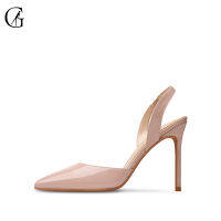 GOXEOU Womens Pumps Patent Leather Slingback Nude Pointed Toe Stiletto High Heels Party Fashion Office Lady Sandals Size 32-46