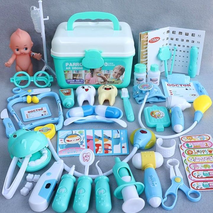 ถุงเครื่องมือพยาบาลของเล่นสำหรับของขวัญสำหรับเด็กชุดหมอสำหรับเด็กเล่นเกมสวมบทบาทในโรงพยาบาล