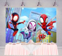 Disney Spidey and Amazing Friends Backdrop Kids Birthday Party Background Spider Man Banner Vinyl Photography Studio Props Pipe Fittings Accessories