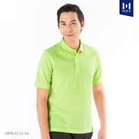 MOS เสื้อโปโลชาย คอปก เนื้อผ้า Best Combed Cotton 100% แขนสั้น รุ่น MPB-0112 (เขียวเหลือง 34) PROMOTION