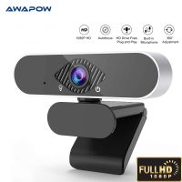 ㍿❐ Awapow 1080P High Definition Webcam With Microphone Rotatable Computer PC Camera High Quality Autofocus For Video Meeting Work