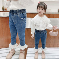 Spring Summer Fall Fashion Girls Jeans Kids Denim Trousers Children Elastic Waist Bottoms Girl Slim Pants Clothing1-8years