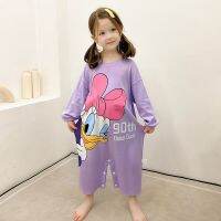 1-12Y Mickey Minne Girl Nightgowns Kids Children 39;s Nightdress Pure Cotton Long-sleeved Girls 39; Home Clothes Pajamas Sleepwear