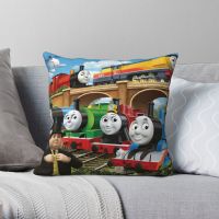 Thomas Train And Friend Pillowcase Polyester Linen Creative Zip Decor Throw Pillow Case Room Car Chair Sofa Cushion Case 18"