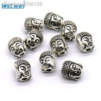 Tibetan Silver color Buddha Head 20pcs/lot Metal Charms Sliver color Buddha Golden Spacer Beads for Jewelry Making hole 2mm