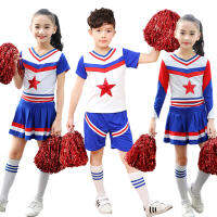 LOLOANTA 4Pcs Girls Cheerleader Uniform Costume Kids School Aerobics Sports Team Activity Outfit with Pom Poms Socks 4-14 Years