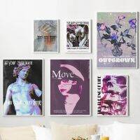 บทคัดย่อ Body Art รูปภาพ Psychedelic Skull Vintage Aesthetic สีม่วง Dorm Wall ภาพวาดผ้าใบ Room Home Decor สติอ้าง New